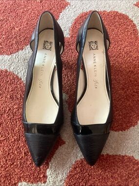 Anne Klein Black Pointed Toe D'Orsay Pumps with Textured Toe